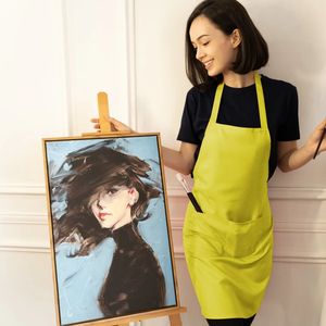 Delantal sin mangas de poliéster personalizable BEAM 100% con bolsillos delanteros y diseño de encaje trasero ODM logotipo personalizado para revendedores - Product Image 3