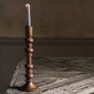 Candelabro de madera de acacia hecho a mano, soporte de vela de madera pulida para Navidad, vela de Navidad de Color Natural - Product Image 1