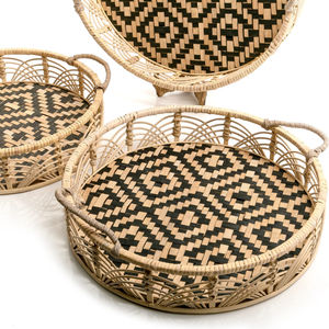 Bandeja para servir de ratán artesanal con patrón elegante de moda, perfecta para Decoración de mesa de café, aperitivos y bebidas - Product Image 5