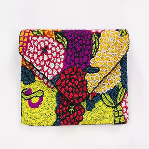 Embrayages perlés bandoulière pochette sac à main chaîne bandoulière graine perlée fleurs florales perlées embelli pochette pour femmes - Product Image 1