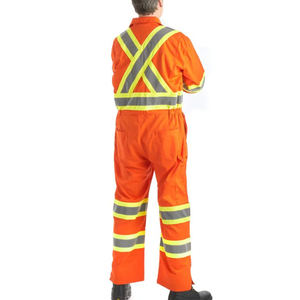 Overol de Seguridad Naranja de Sarga 100% Algodón, Fabricación Personalizada, Suministro de Fábrica, OEM, con Cinta Reflectante para Ropa de Trabajo - Product Image 2