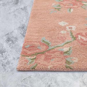 Alfombra de Lana y Viscosa Hecha a Mano, Diseño Floral Moderno de Flamencos, Felpa de Pelo Cortado, Antideslizante, Ideal para Mascotas, para Comedor - Product Image 2