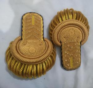 Customized Luxury Embroidered Lace Hook-and-Loop <b>Badges</b> with Golden Bullion Wire Fringe for Marching Band Garment Promotion - Product Image 1