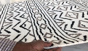 Alfombra india de lana de pila cero de lujo anudada a mano con patrón marroquí moderno fabricado directamente para oficina en casa y hoteles - Product Image 3