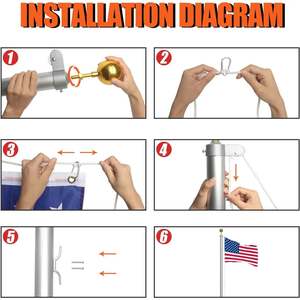 20 Ft Heavy-Duty Telescoping <b>Flag</b> Pole Kit for Outside House Residential Sectional Inground with 3x5' Nylon Banners and <b>Flags</b> - Product Image 4