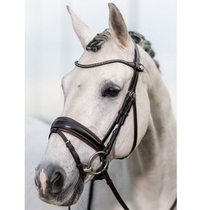 Brida clásica para doma de caballos, manivela anatómica acolchada suave en cuero negro/marrón, duradera y cómoda - Product Image 1