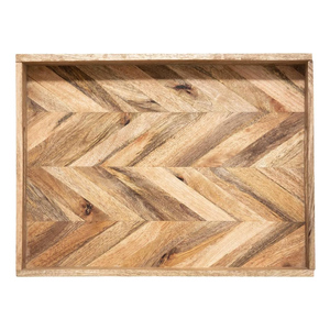 Plateau de service décoratif en bois de manguier de haute qualité avec poignées Vente en gros en vrac faite à la main durable pour hôtels et cafés - Product Image 2