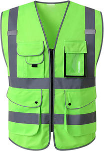 Chaleco DE SEGURIDAD reflectante de alta visibilidad con 4 bolsillos Logotipo personalizable de poliéster de alta calidad Venta caliente para logotipo personalizado al por mayor OEM - Product Image 3