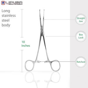 Pinzas quirúrgicas dentales de mano recta Kelly de 10 pulgadas, hemostato de bloqueo Manual para aplicaciones veterinarias, MOL compatible con seguridad - Product Image 4