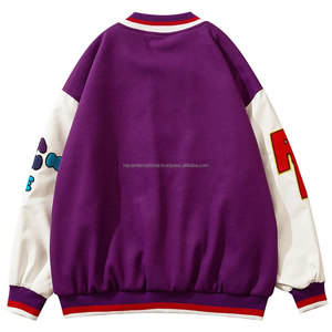 Nouvelle veste universitaire tendance à la vente chaude, broderie en chenille personnalisée, couleurs vibrantes, corps en laine, manches en cuir, design tendance, écologique - Product Image 2