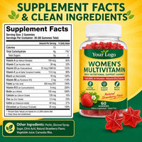 Gommes multivitaminées pour femmes Acide folique Vitamines B Vitamine D3 Calcium Niacine Iode 60 gommes Sans gluten OEM Marque privée