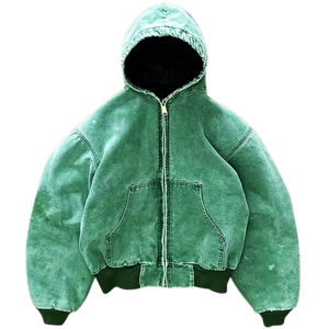 Meilleur service OEM Fabricant de logo personnalisé 100% coton Sweats à capuche lourds pour hommes Acid Washed Distressed Zipper Hoodie à vendre - Product Image 5