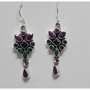 925ต่างหูพลอยนิลสีเขียวเงินสเตอร์ลิงดีไซน์ดอกไม้หรูหราสำหรับงานแต่งงานสไตล์มินิมอลหินหยกธรรมชาติสวยงาม - Product Image 5