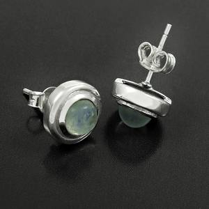 Pendientes de tuerca de forma redonda de piedra lunar arcoíris Natural de Plata de Ley 925 de buena calidad más vendidos para uso diario joyería fina - Product Image 2