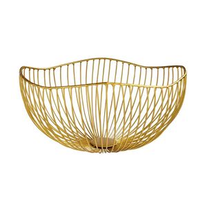 Panier de rangement multifonctionnel en fil de fer métallique en forme de feuille de fleur créative pour la maison, la cuisine, le salon, la table basse, les fruits, les collations - Product Image 1