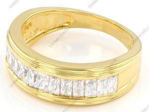 925 plata esterlina Mossanite piedra preciosa 18K banda chapada en oro para hombres anillo de piedras preciosas de compromiso de boda - Product Image 4