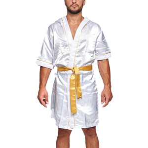 Peignoirs de boxe en satin personnalisés en gros, à capuche, pour la marche au ring, légers et de qualité supérieure - Product Image 5