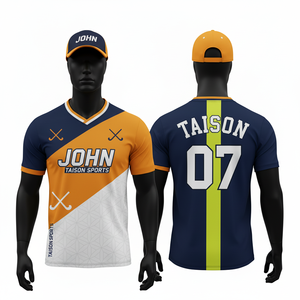 Camiseta de Hockey sobre Césped para Hombre, 150 GSM, Tejido de Poliéster Transpirable, Paneles Laterales en Contraste Azul, Amarillo y Blanco, Logotipo Personalizado por Sublimación - Product Image 3