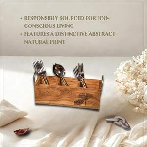 Porte-cuillères compact en bois imprimé pour petits espaces, finition lisse en bois naturel - Product Image 2