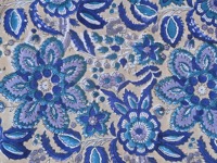 Tela de Algodón Ecológica con Estampado Floral Azul Paisley, Material Premium para Confección de Vestidos, Bolsos y Textiles para el Hogar