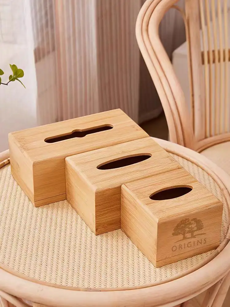 Diy bambu doku kutusu Modern, basit ve dayanıklı ahşap doku kutusu, peçete kutusu, ev ve otel ucuz