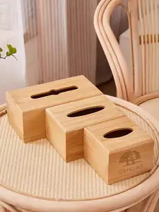 Kotak tisu bambu Diy Modern, kotak tisu kayu sederhana dan tahan lama, kotak serbet, rumah dan Hotel murah