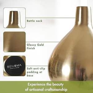 Florero de metal Dorado y blanco Hecho a mano Florero de metal de calidad fina más vendido para decoraciones - Product Image 3