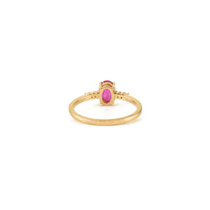 Most Beautiful Simple Design Women Solid 14K Yellow Gold <b>Ruby</b> & Diamond Stacking Engagement Ring <b>Anniversary</b> Gift Jewelry - Product Image 6