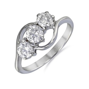 Anillo de compromiso de diamante cultivado en laboratorio de corte brillante redondo Trio de 1,5 quilates VVS Clarity DEF Color anillo de novia de oro de 14 quilates al mejor precio - Product Image 1