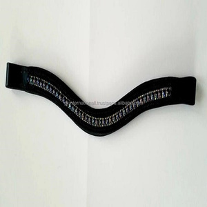 Meilleure vente Bande de front de cheval en cuir rembourré noir vide canal incrusté de cristaux multicolores perles strass bande de front bling - Product Image 5