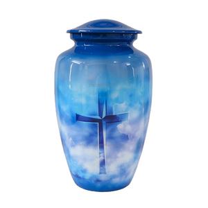 Urna de cenizas de latón y metal tallada personalizada, cruz hecha a mano, imagen grabada, Memorial de cremación directo del fabricante para funerales - Product Image 1