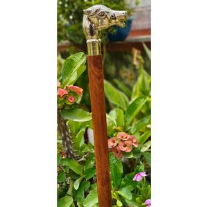 Shubham <b>Wooden</b> <b>Walking</b> <b>Stick</b> With Solid Fitted Brass Horse Head Simple <b>Wooden</b> Cane - Product Image 4