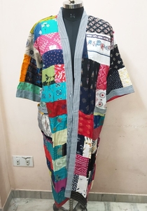 Kantha Patchwork Kimono Dress for Women's Sleepwear Wholesale Indian Handmade Cotton <b>Cardigan</b> Beach Wear Kimono Manufacturer's - Product Image 5