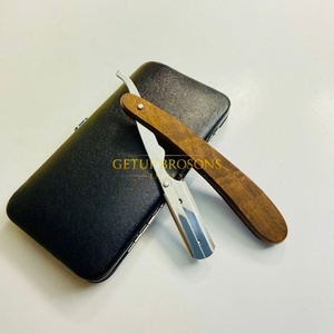 Rasoir professionnel jetable de haute qualité pour barbier, à lame droite en acier inoxydable, manche en bois durable, pour le visage - Product Image 4