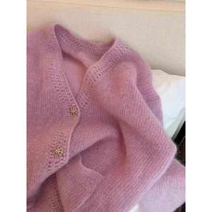 Women's Striped Open-Knit Long Sleeve Button Sweater Sizes S-XL Custom OEM/ODM - Product Image 1