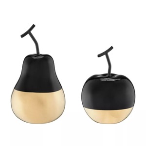 Fruits en forme d'accents décoratifs couleur or noir Sculpture en laiton poli Premium décor à la maison bureau étagère objets - Product Image 1