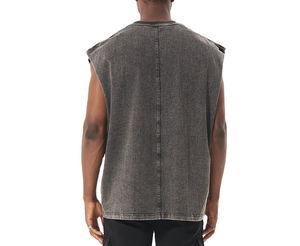 Custom Made <b>Men's</b> High Streetwear Gym Wear Sleeveless Athletic Distressed <b>Singlet</b> Vest <b>Men</b> Oversized Tank Top OEM service - Product Image 3