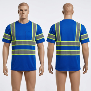 180 GSM <b>Polyester</b> Spandex Safety Work <b>Tshirt</b> Black Orange Reflective Panel Custom Sublimation Logo - Product Image 5
