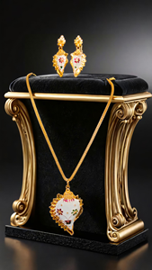 Boucles d'oreilles collier de Style indien traditionnel serti de boucles d'oreilles collier de qualité supérieure plaqué or 22Ct pour les femmes portent des bijoux - Product Image 3