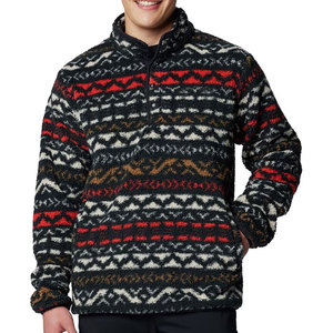 Sweat-shirts en polaire sherpa pour hommes, coupe classique, demi-zip, col montant, hiver, impression numérique unie, look moderne - Product Image 1