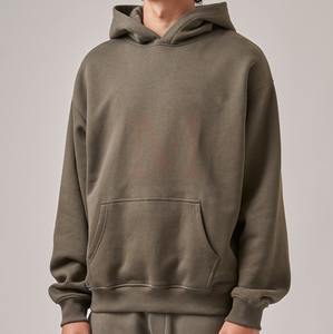 Veste à capuche pull-over en coton 100% pour hommes, motif uni et zippé avec poche et col à capuche, service OEM, pour l'hiver - Product Image 1