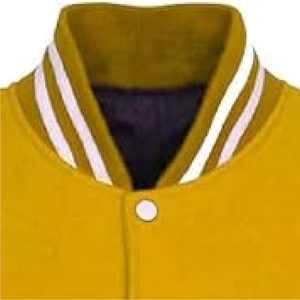 เสื้อแจ็คเก็ตวาร์ซิตี้สีเหลืองมัสตาร์ดคลาสสิกสำหรับผู้ชาย ของแท้ สไตล์นักกีฬา พร้อมแถบยางยืดลายทาง - Product Image 3