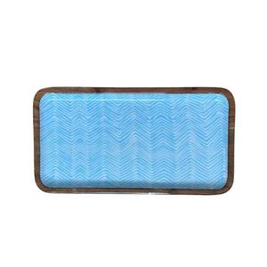 Plato y bandeja de esmalte azul Grabado Logotipo personalizado Bandejas de esmalte de último estilo Plato de servicio para galletas Caramelos Cupcakes Usos de exhibición - Product Image 1