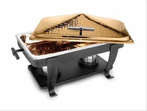 Plato de frotamiento de alimentos con acabado dorado de diseño martillado para hoteles y restaurantes Plato de frotamiento de diseño italiano para mantener la comida - Product Image 6