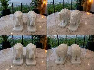 Artesanías de Mármol de la Herencia de Agra, Esculturas de Elefantes de Mármol Hechas a Mano |   Estatua de Lujo Tallada a Mano para Hogar, Jardín u Oficina - Product Image 2