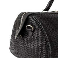 Sac de voyage en cuir véritable noir tissé à la main pour homme, sac de week-end de luxe, résistant à l'eau, écologique, grande capacité