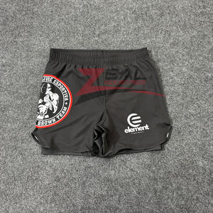 Short hybride double couche 2 en 1 Short Mma Grappling Bjj Shorts Logos personnalisés Sublimation Imprimé Microstretch Fabriqué au Pakistan - Product Image 1