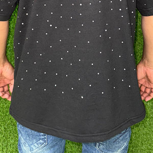 T-shirt en coton 100% pour homme, coupe ample, imprimé, manches courtes, logo personnalisé en strass, vêtements de yoga, fitness, streetwear - Product Image 5