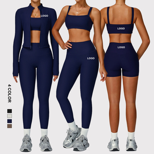 Custom Yoga Fitness Set Sportswear Bra Gym Clothes Pants Ribbed <b>Women</b> Workout Sets Plus Size Running Wear - Product Image 1