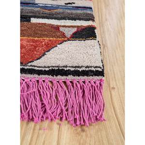 Tapis en laine et soie de bambou noué à la main, design bohème gris et noir, modèle Les-1626 - Product Image 4